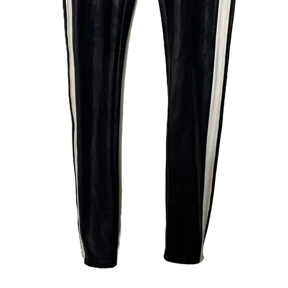 Spanx Faux Leather Black White Side Stripe Pull On Leggings Womens Size Small - Picture 4 of 12
